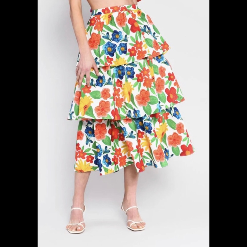 NWT Floral Midi Skirt